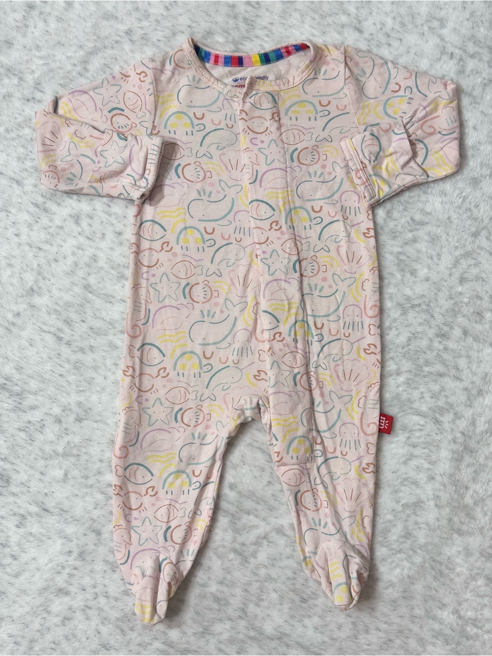 Magnetic Me Pink Pastel Ocean Sea Life Footie Sleeper Newborn Baby Girl Modal